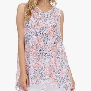 Fever Womens Small Double Layer Sleeveless Flowy Lightweight Blouse Top Whimsy